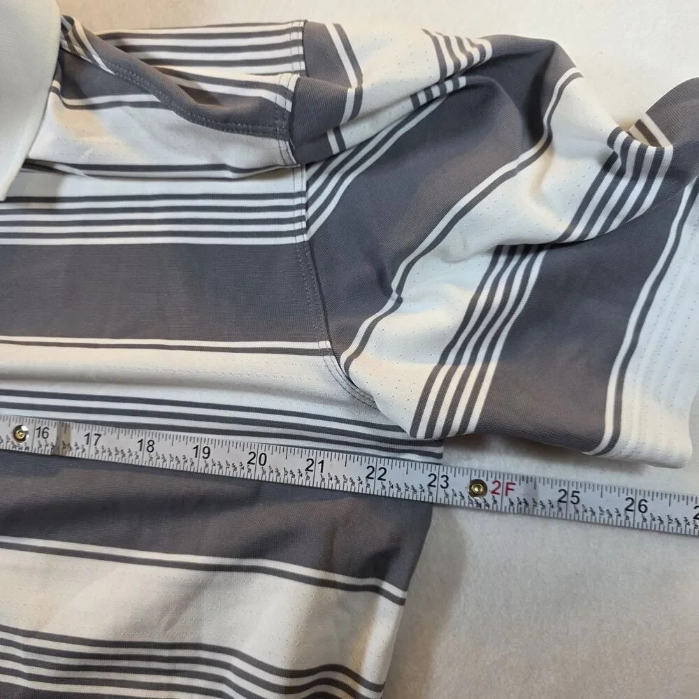 Nike Golf Dri-Fit Moisture Wicking Men's L Gray/White Striped Polo Shirt